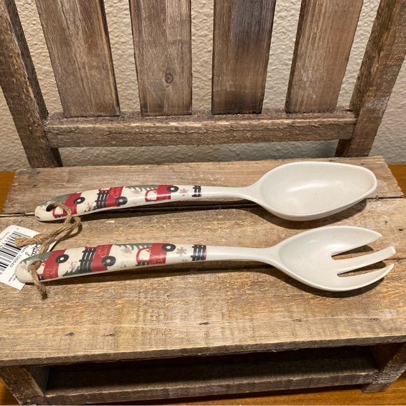 Christmas Serving Utensils, Red Truck Serving Spoon & Serving Fork Set Of 2 - Picture 11 of 16